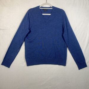 Banana Republic Men’s Extra Fine Merino Wool V-Neck Sweater Blue 100% Merino